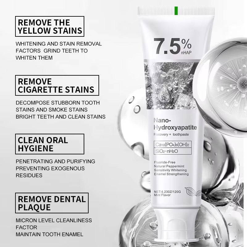 7.5% Nano-Hydroxyapatite Whitening Toothpaste – Fluoride-Free Enamel Care