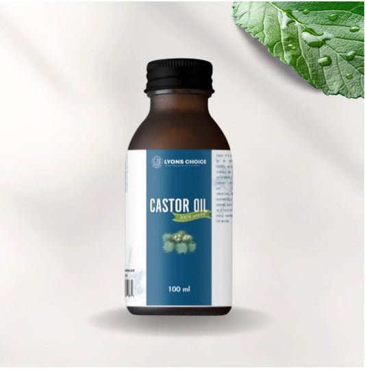 This is an image of caster oil - product of lyons choice woocommerce store at page Wholesale - Woocommerce. in the image the product is of bottle with nipple drop cap featuring a label of blue and white color with product details printed on it.