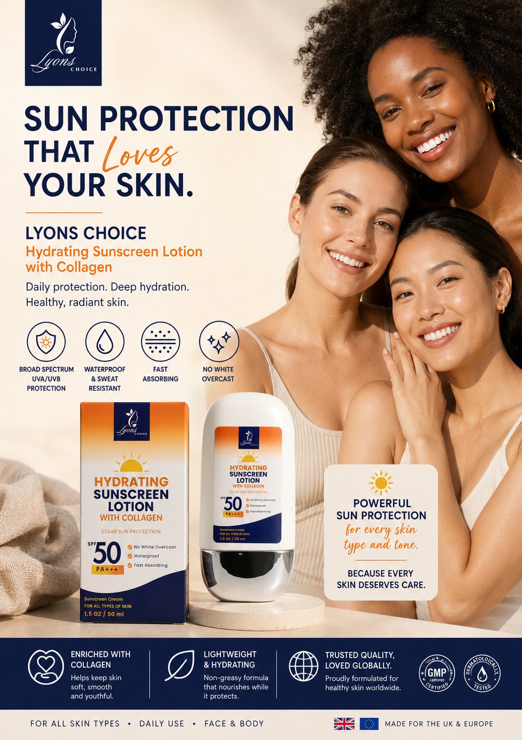 Hydrating Sunscreen Lotion with Collagen and Aloe Vera