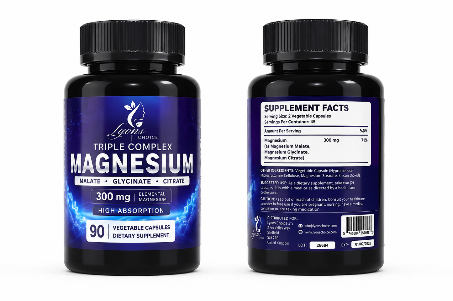 Lyons Choice Magnesium 3 in 1 Complex With Glycinate, Malate, Citrate 300mg