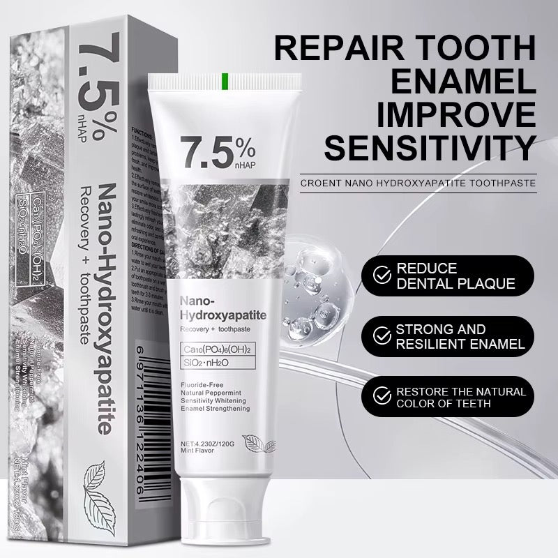7.5% Nano-Hydroxyapatite Whitening Toothpaste – Fluoride-Free Enamel Care