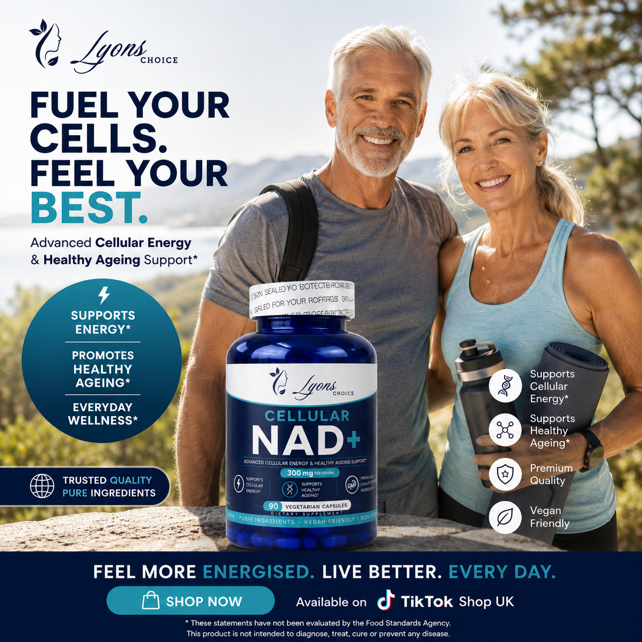 Lyons Choice Cellular NAD+ – 300mg | 90 Vegetarian Capsules