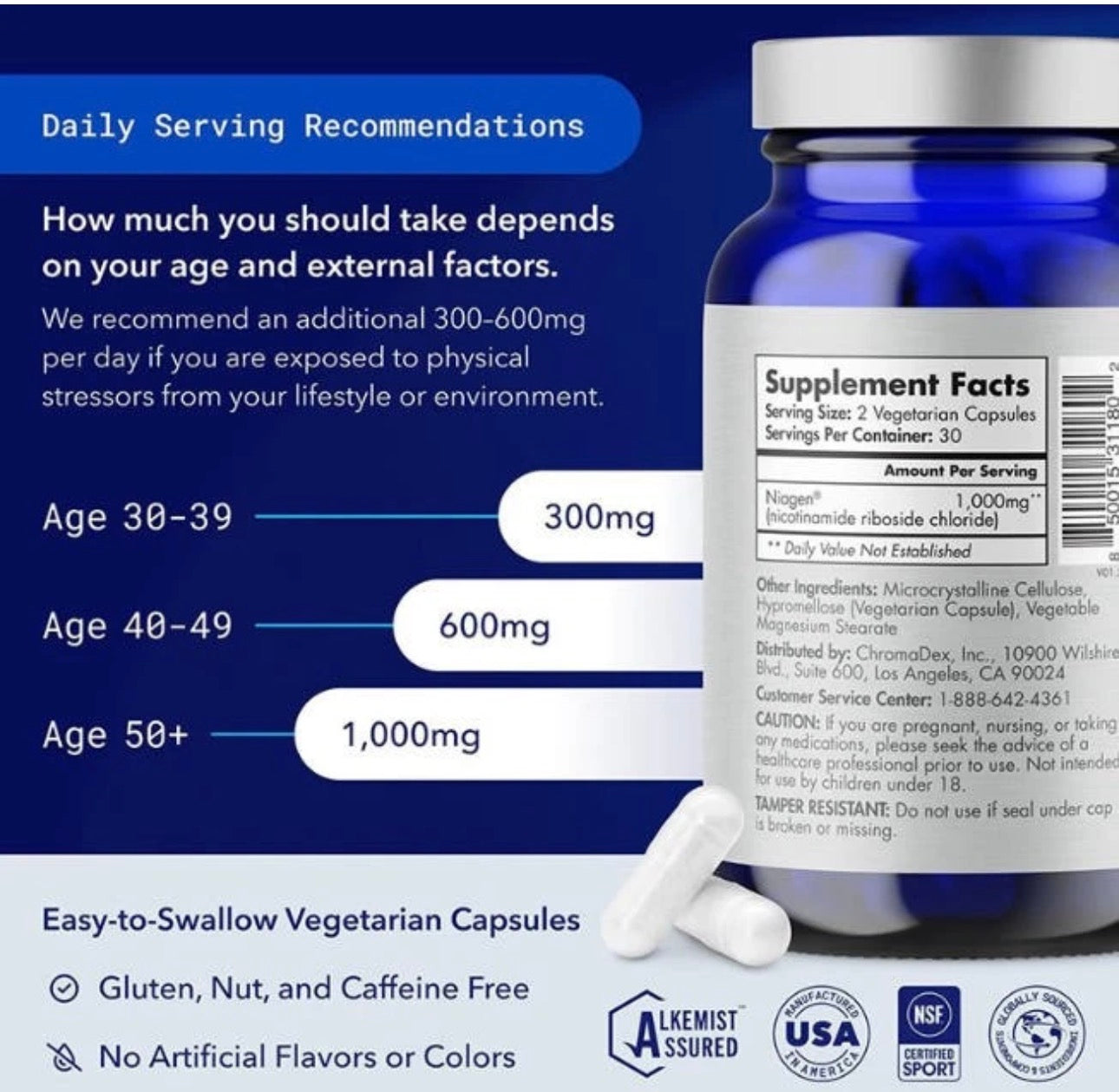 Tru Niagen® Nicotinamide Riboside Capsules | Cellular Energy & Healthy Aging Support Supplement