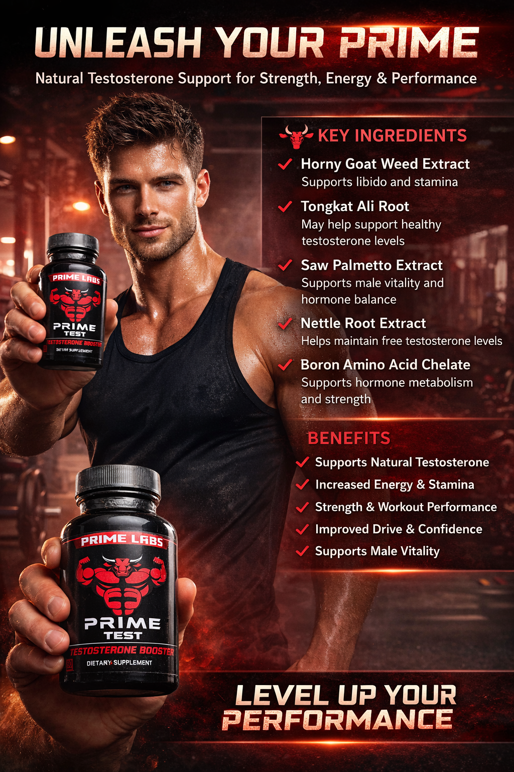Prime Test – Advanced Male Vitality Formula with Horny Goat Weed and Tongkat Ali💪